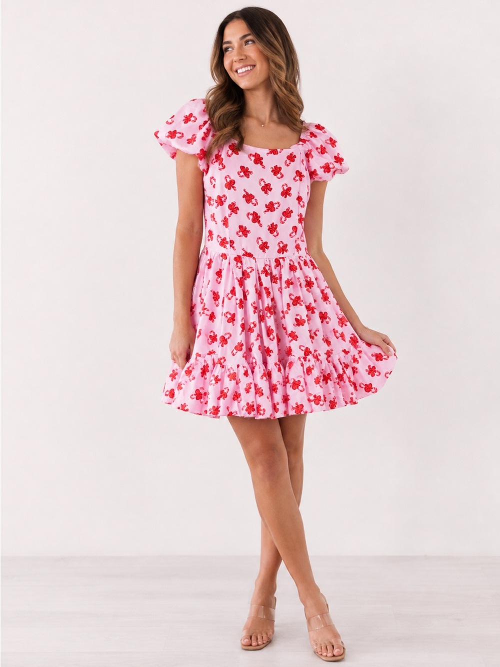 Ivy City Candy Cane Bow Holiday Dress